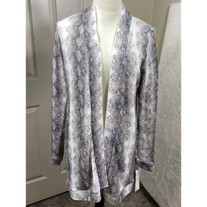 Jody California Snakeskin Print Open‎ Front Cardigan Duster Made in USA Size M